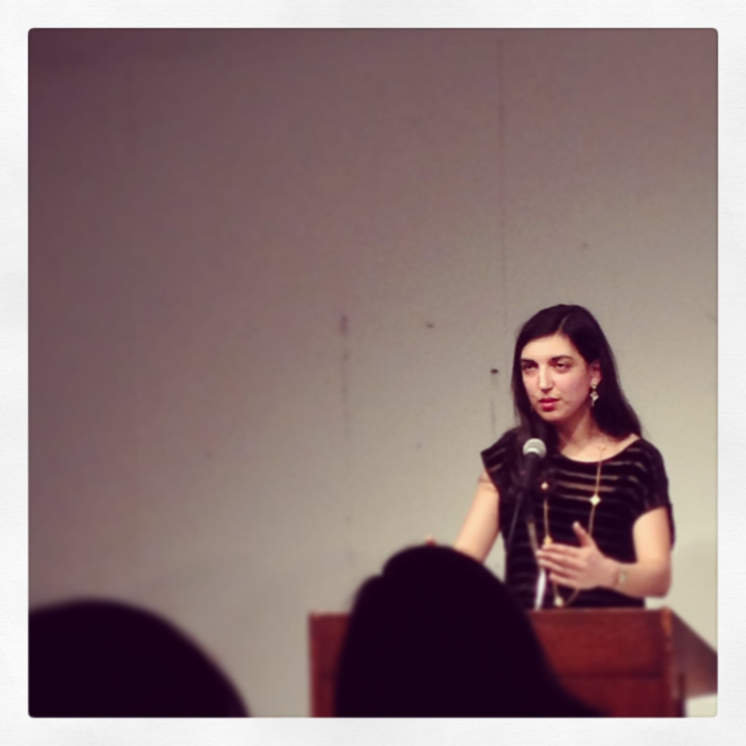Elif Batuman, dropping some knowledge bombs at the Creative Writing Lecture at Columbia on Wednesday, February 5, 2014.