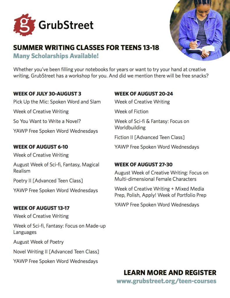 Looking for an August activity? Sign up for a GrubStreet teen writing camp! - E.B. Bartels